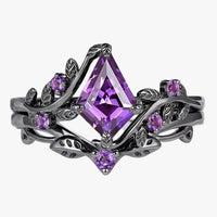 Eva | Set aus lila stapelbaren Ringen im eleganten Gothic-Stil