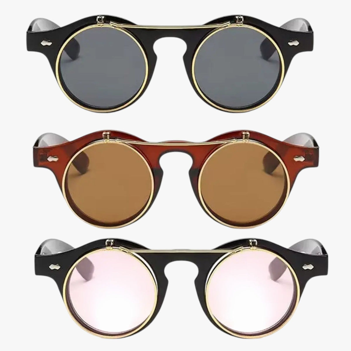 Zain | Retro Unisex Sonnenbrille Doppelobjektiv Flip & UV-Schutz