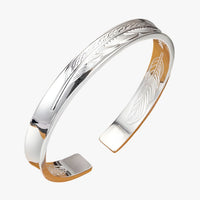 Jayce | Armband aus 925er Silber mit Goldener Feder im Vintage Punk Stil