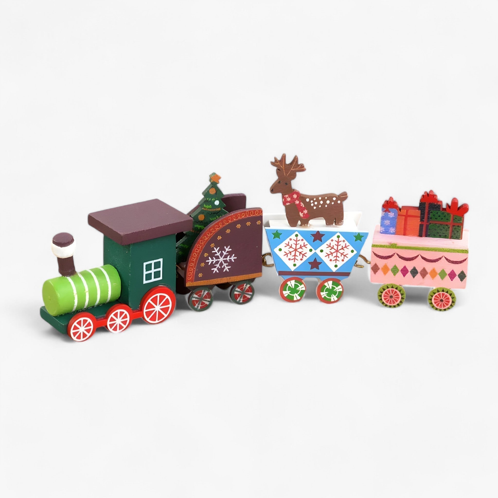 Launenhaft | Weihnachtliche Holzeisenbahn-Verzierung – festliche Dekoration und Geschenk für Kinder