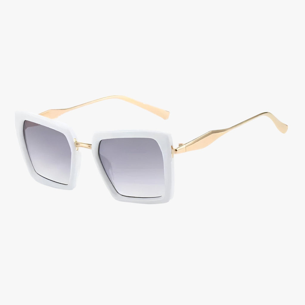 Riley | Vintage quadratische Sonnenbrille mit dunkelgrünen Gläsern
