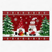 Weihnachtsgnome und Elch | Türmatte  - Festliche Innen-/Außendekoration
