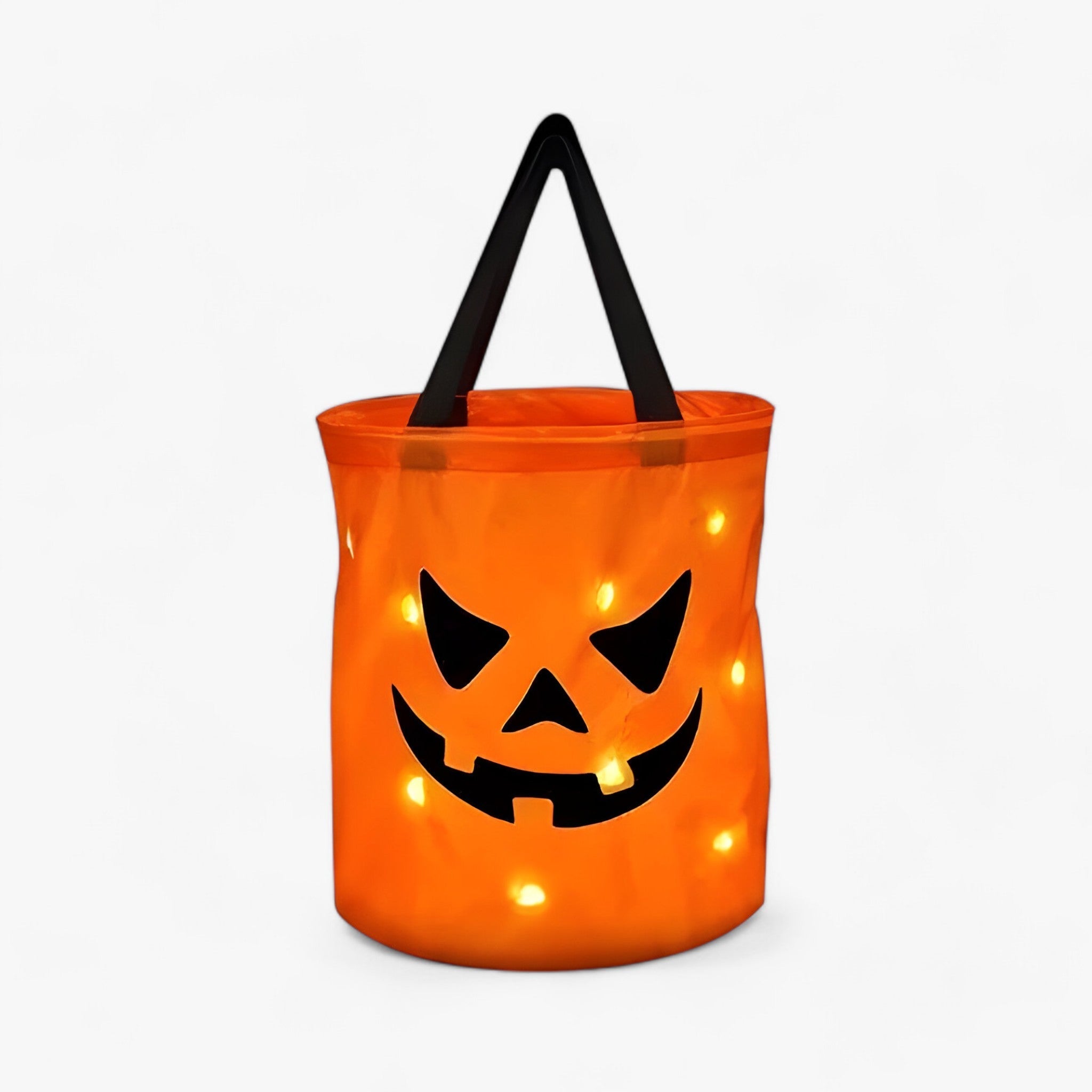 Kürbis Süßigkeitentasche - LED-Beleuchtung für Halloween und Erntedankfest