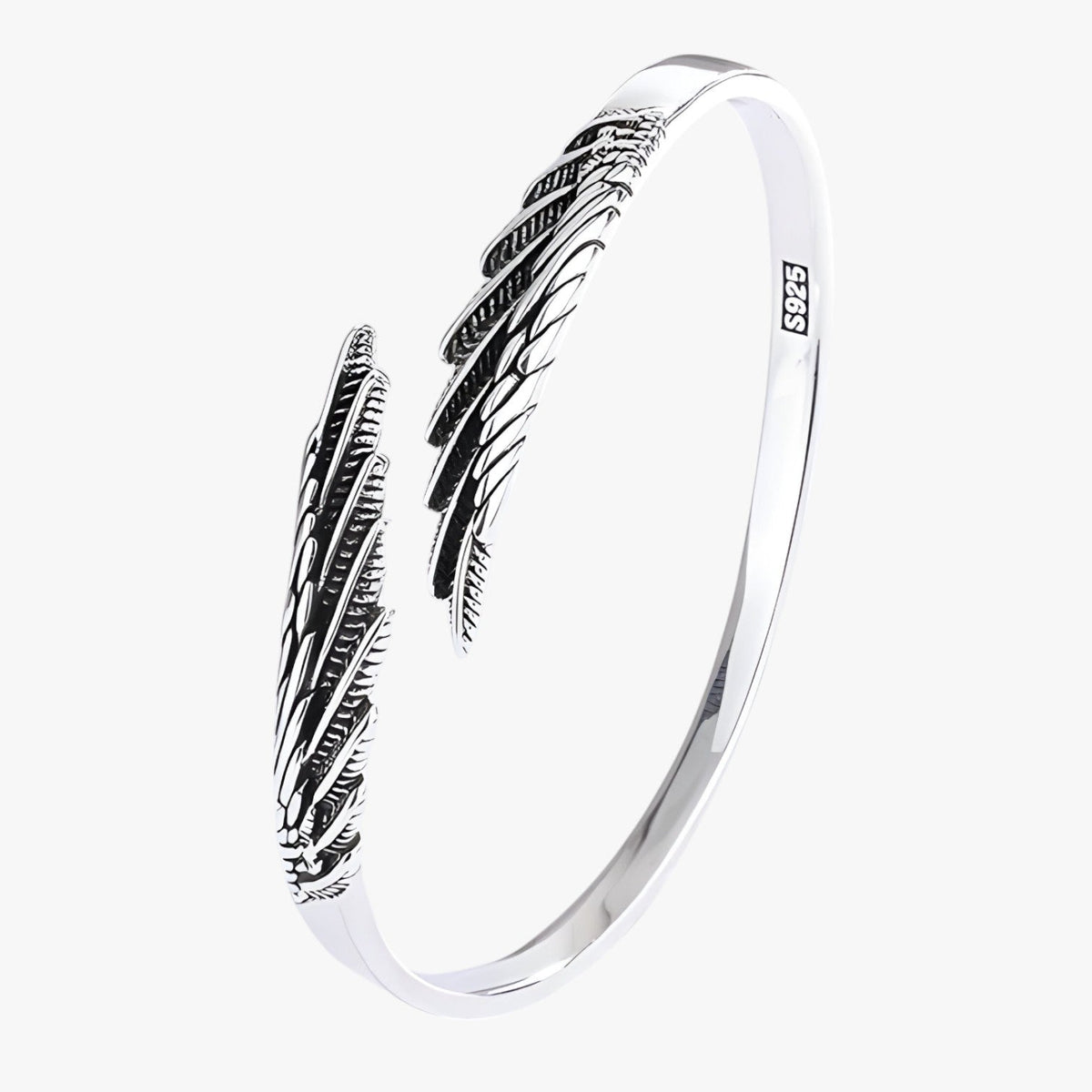 Jayce | Armband aus 925er Silber mit Goldener Feder im Vintage Punk Stil