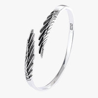Jayce | Armband aus 925er Silber mit Goldener Feder im Vintage Punk Stil
