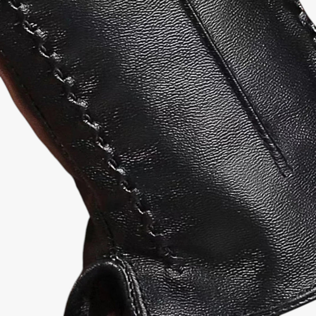 Leah | Damen Winterhandschuhe aus PU-Leder mit Touchscreen-Funktion & Windschutz