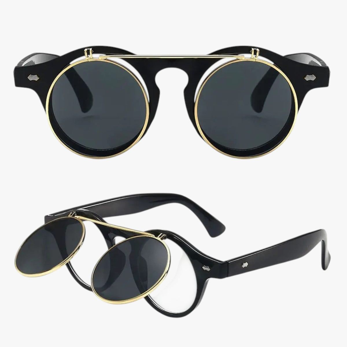 Zain | Retro Unisex Sonnenbrille Doppelobjektiv Flip & UV-Schutz