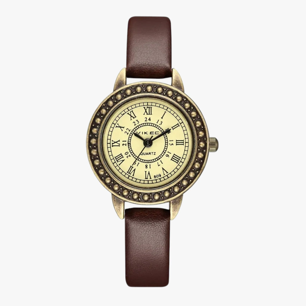Laurel | Vintage Lederuhr mit römischem Ziffernblatt