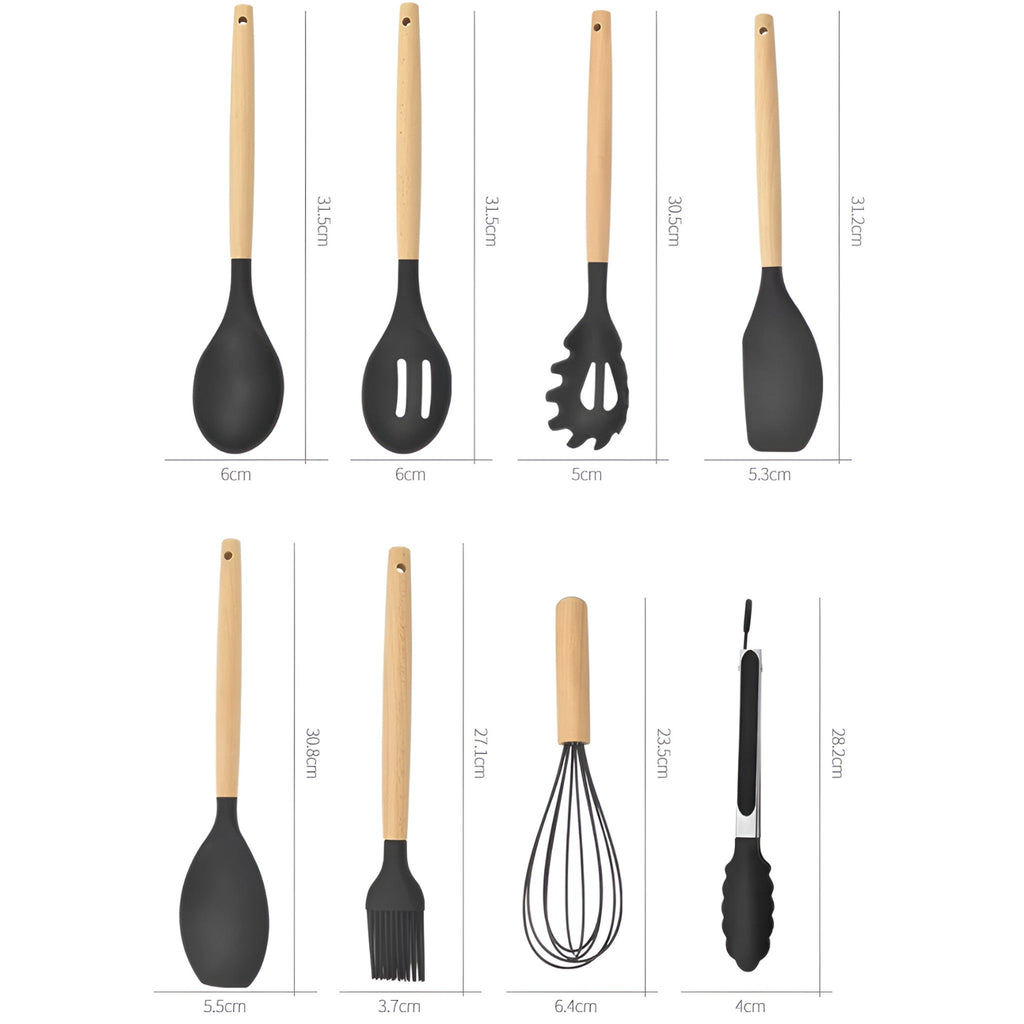 Set von 12 Küchenhelfern aus Silikon