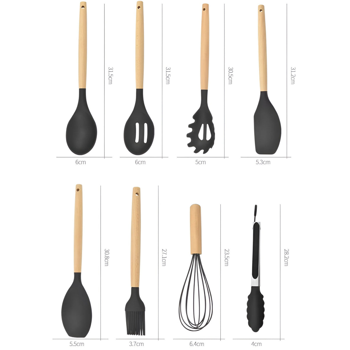 Set von 12 Küchenhelfern aus Silikon