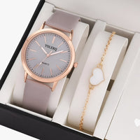 Nova | Set Eleganza Femminile 2 Uhren aus Leder für Damen und Armband, Luxusstil am Handgelenk