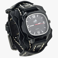Alden | Großes quadratisches Herrenuhr mit echtem Lederarmband