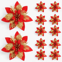 5/10 Stück glitzernde Weihnachtsblumen – funkelnder Baumschmuck