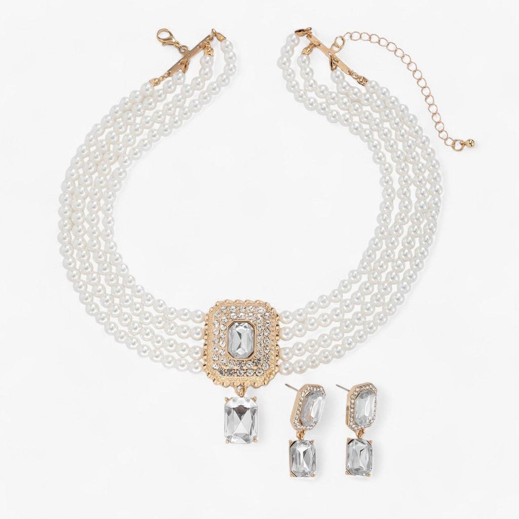 Lacteo Retro Eleganz: Mehrlagiges Perlen-Schmuckset für Damen