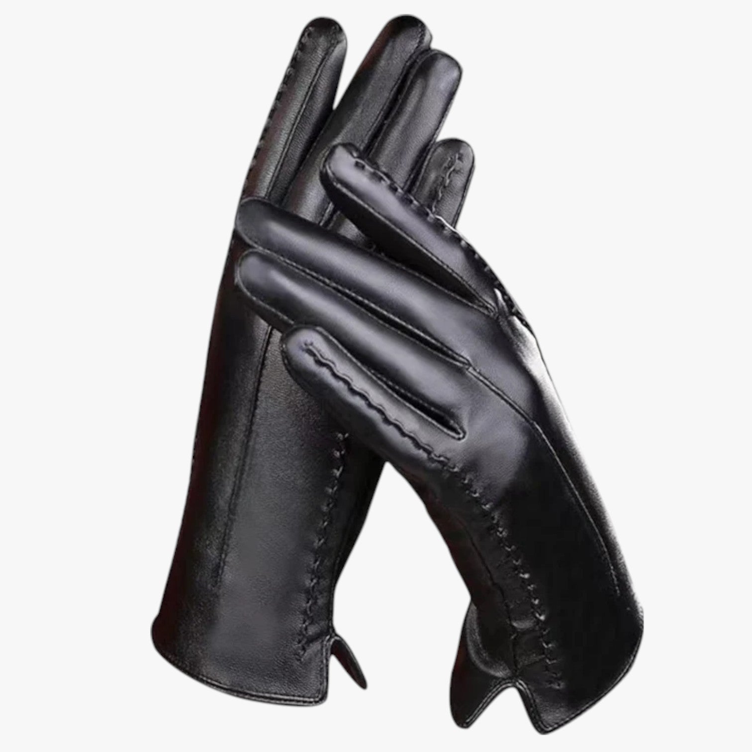 Leah | Damen Winterhandschuhe aus PU-Leder mit Touchscreen-Funktion & Windschutz