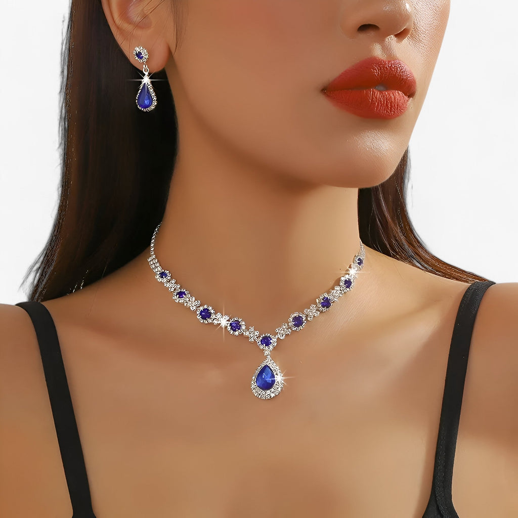Amanda | Elegantes Hochzeitsset 2 Teile - Tropfenanhänger und Ohrringe
