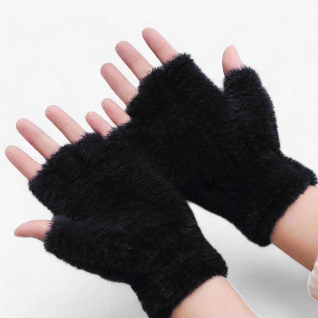 Halbhand Imitation Mink Handschuhe - Wärme & Touchscreen-Komfort