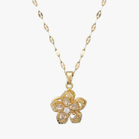 Winnie | Halskette mit rotierender Blume aus Gold und Zirkonia