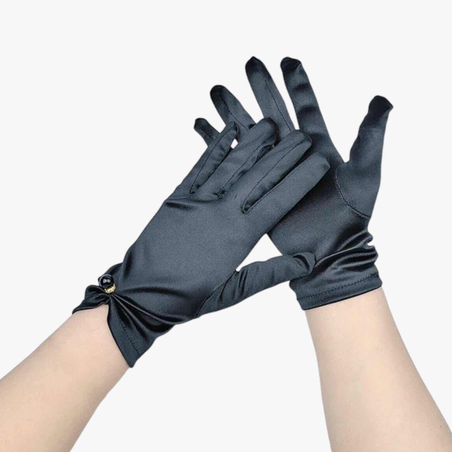 Leila | Elegante Satinhandschuhe mit Perlen Perfekt für Zeremonien und besondere Anlässe