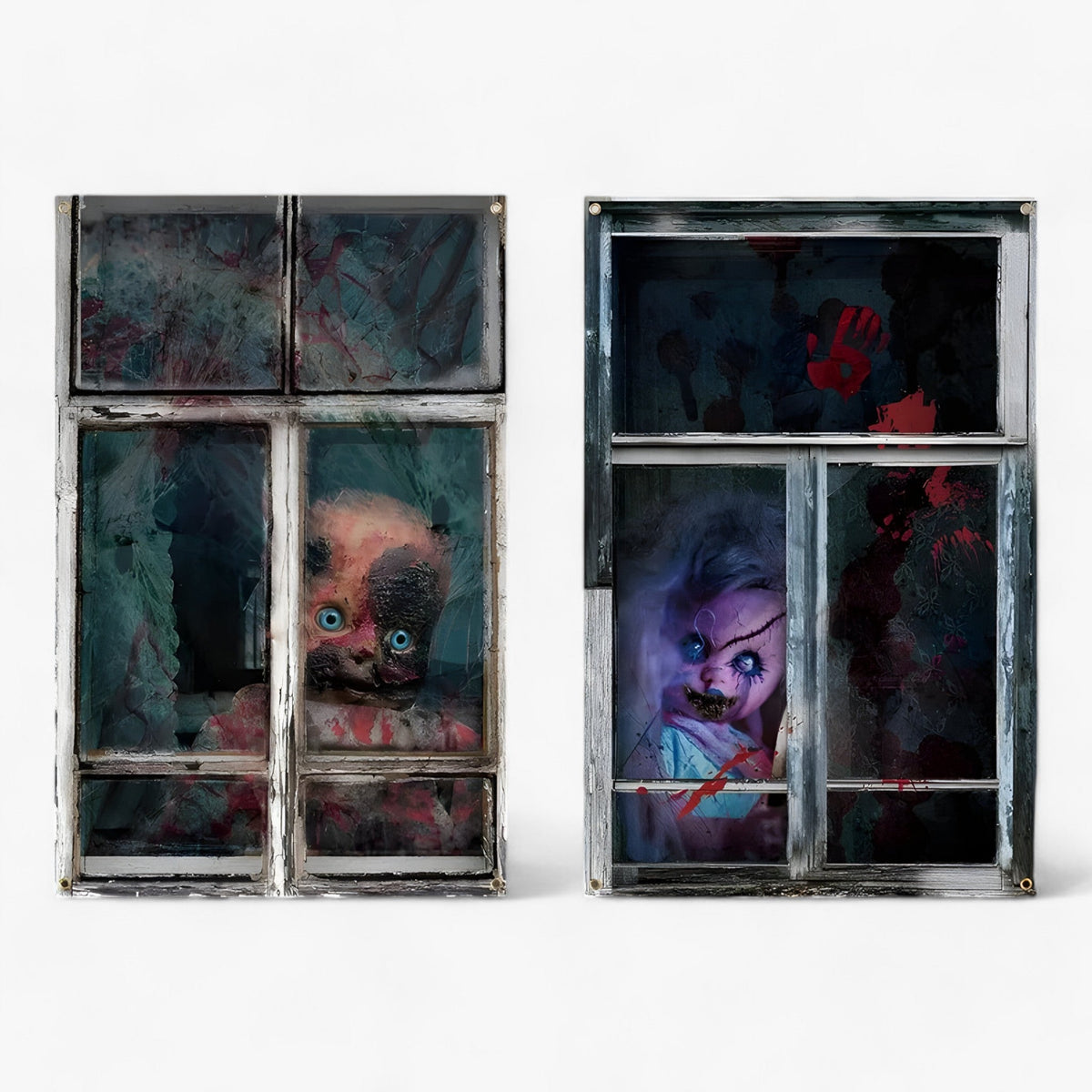 Blutdurstige Dunkelheit | Fenstervorhänge mit Halloween-Silhouette - Gruselige Horror-Dekoration