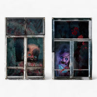Blutdurstige Dunkelheit | Fenstervorhänge mit Halloween-Silhouette - Gruselige Horror-Dekoration