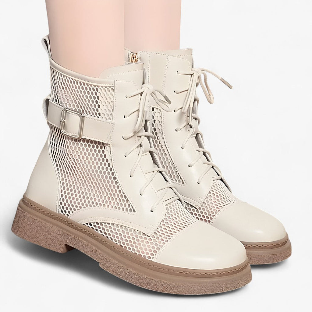 Talia | Netzstiefel mit Schnürung und dünnem Plateau für den Sommer