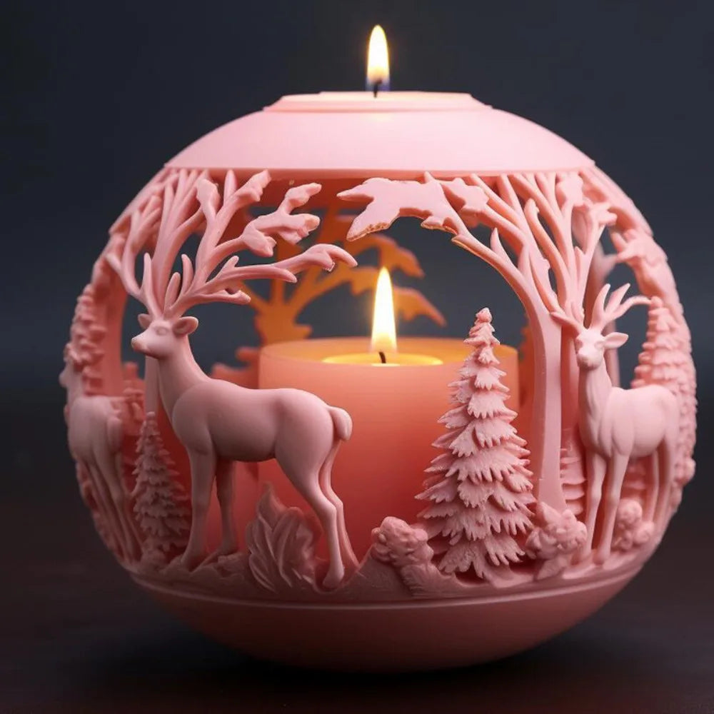 Elchkerze | Reliefform Winterwald - Festliche Dekoration und DIY-Geschenke