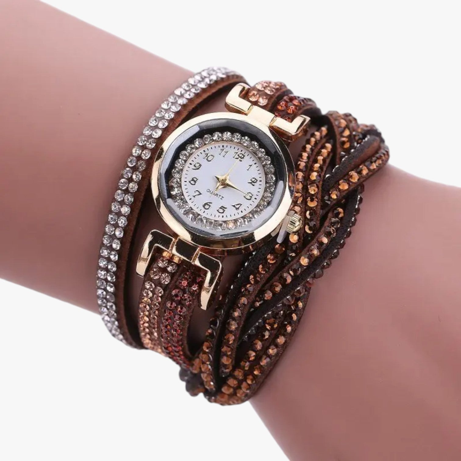 Heidi | Damenuhr mit langem Lederarmband: Eleganz und Glanz vereint