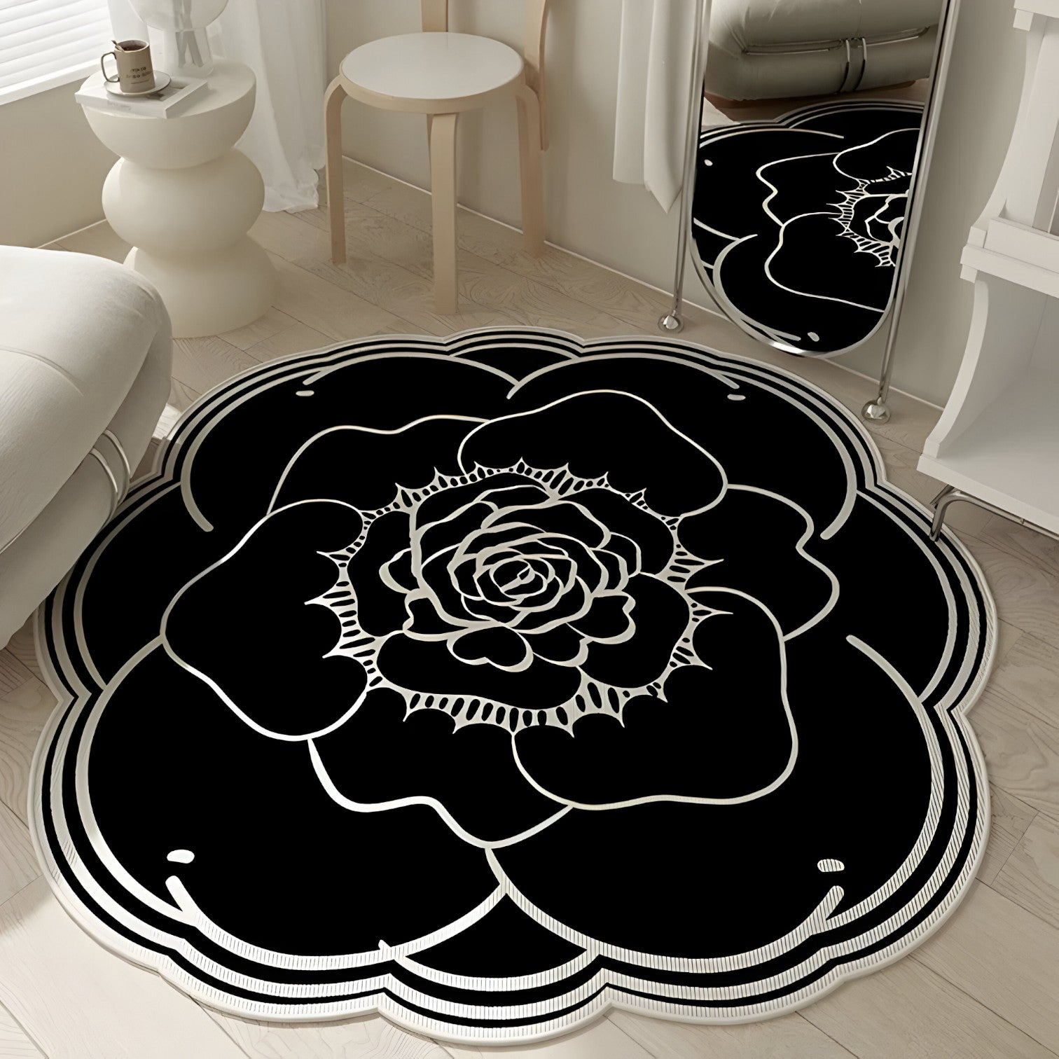 Frostine | Blumen-Kristall-Vloermat – Weich, Stilvoll & Rutschfest