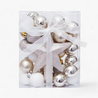Set mit 30 Weihnachtskugeln mit Stern – Baumdekoration und Neujahrsgeschenk