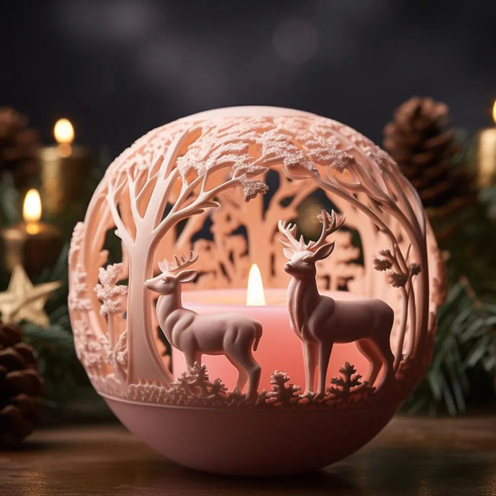 Elchkerze | Reliefform Winterwald - Festliche Dekoration und DIY-Geschenke
