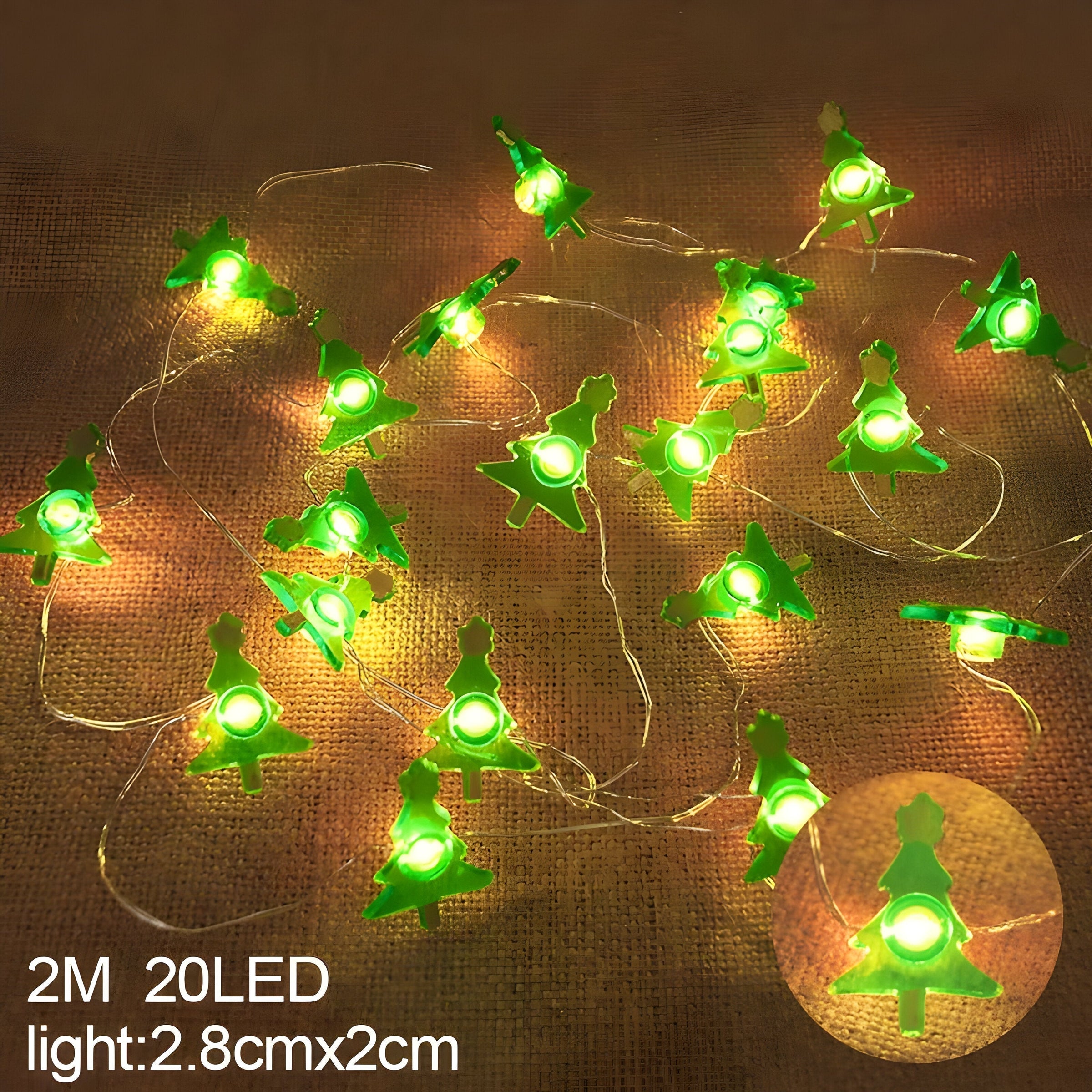 TwinkleLights | LED Lichterschlauch 20LED - Beleuchten Sie Ihre Feste mit dem Weihnachtsmann und Schneeflocken