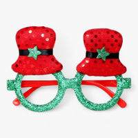 Urlaubsfeiernder | Weihnachtsbrille mit Weihnachtsmann, Weihnachtsbaum und Schneemann - Lustige Accessoires für Festtagsfotos