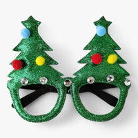 Urlaubsfeiernder | Weihnachtsbrille mit Weihnachtsmann, Weihnachtsbaum und Schneemann - Lustige Accessoires für Festtagsfotos