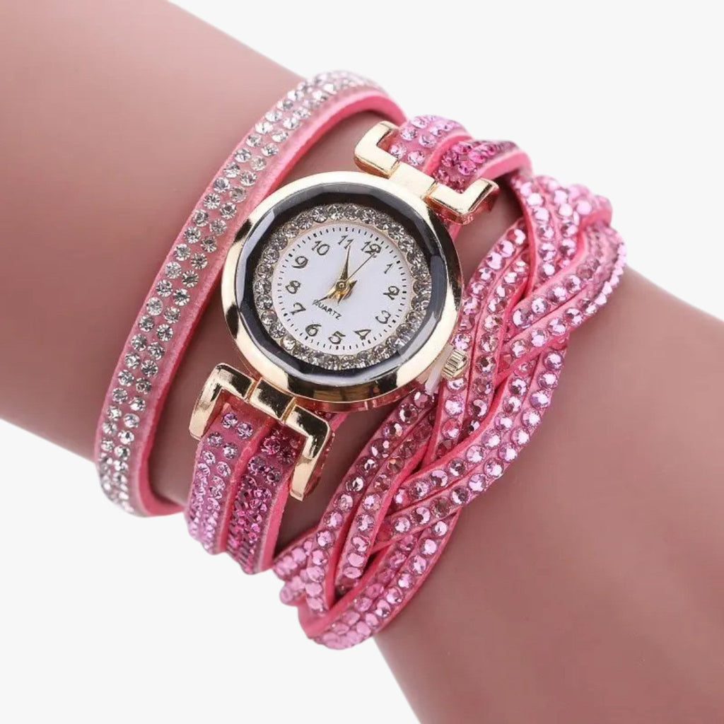 Heidi | Damenuhr mit langem Lederarmband: Eleganz und Glanz vereint