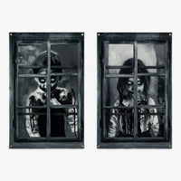 Blutdurstige Dunkelheit | Fenstervorhänge mit Halloween-Silhouette - Gruselige Horror-Dekoration
