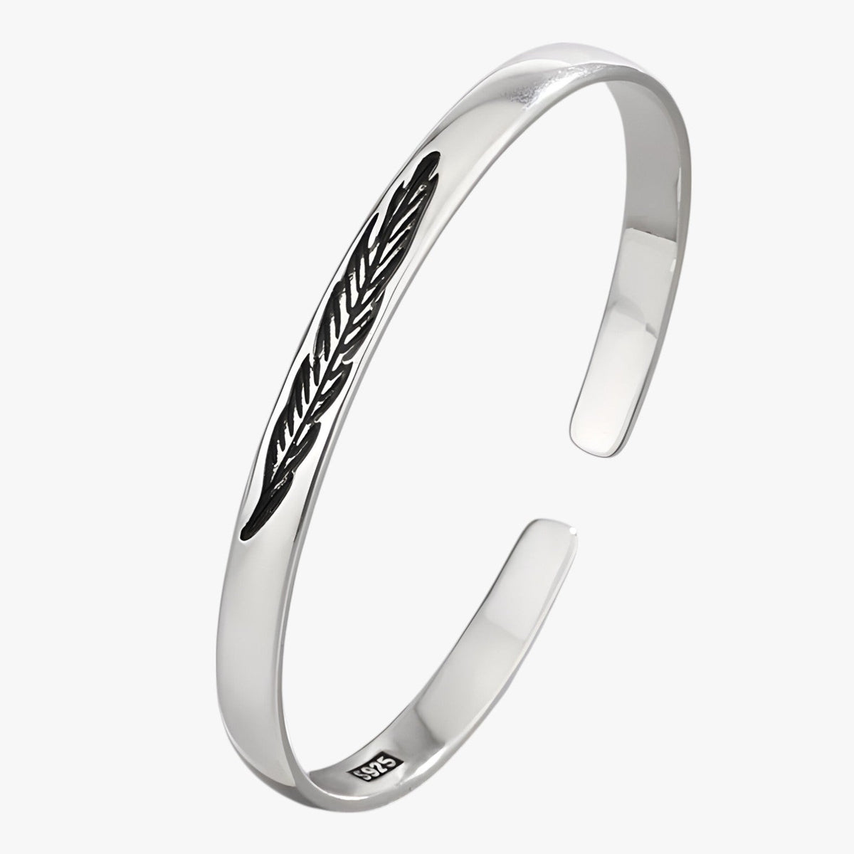 Jayce | Armband aus 925er Silber mit Goldener Feder im Vintage Punk Stil