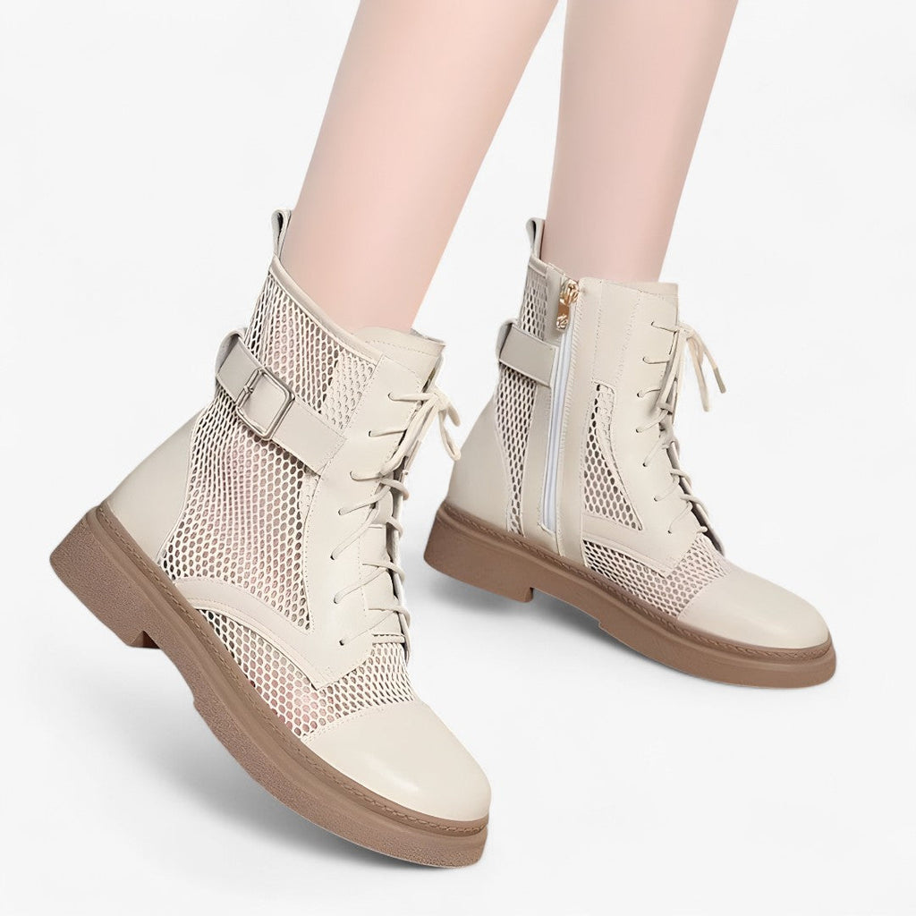 Talia | Netzstiefel mit Schnürung und dünnem Plateau für den Sommer