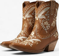 Daisy | Bestickte Westernstiefel mit Blockabsatz, im Cowgirl-Stil