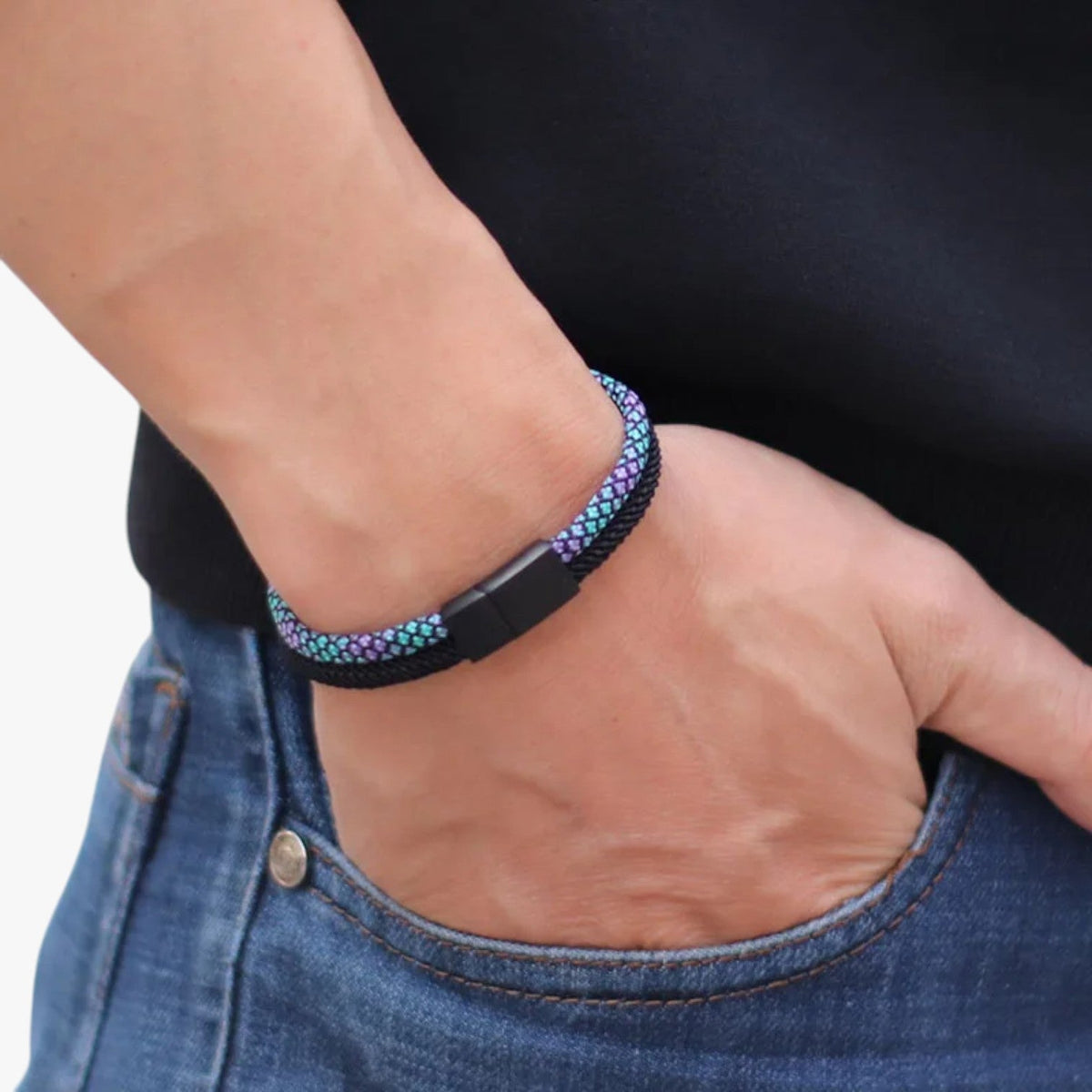 Devin | Zweifarbiges Paracord-Armband mit Magnetverschluss