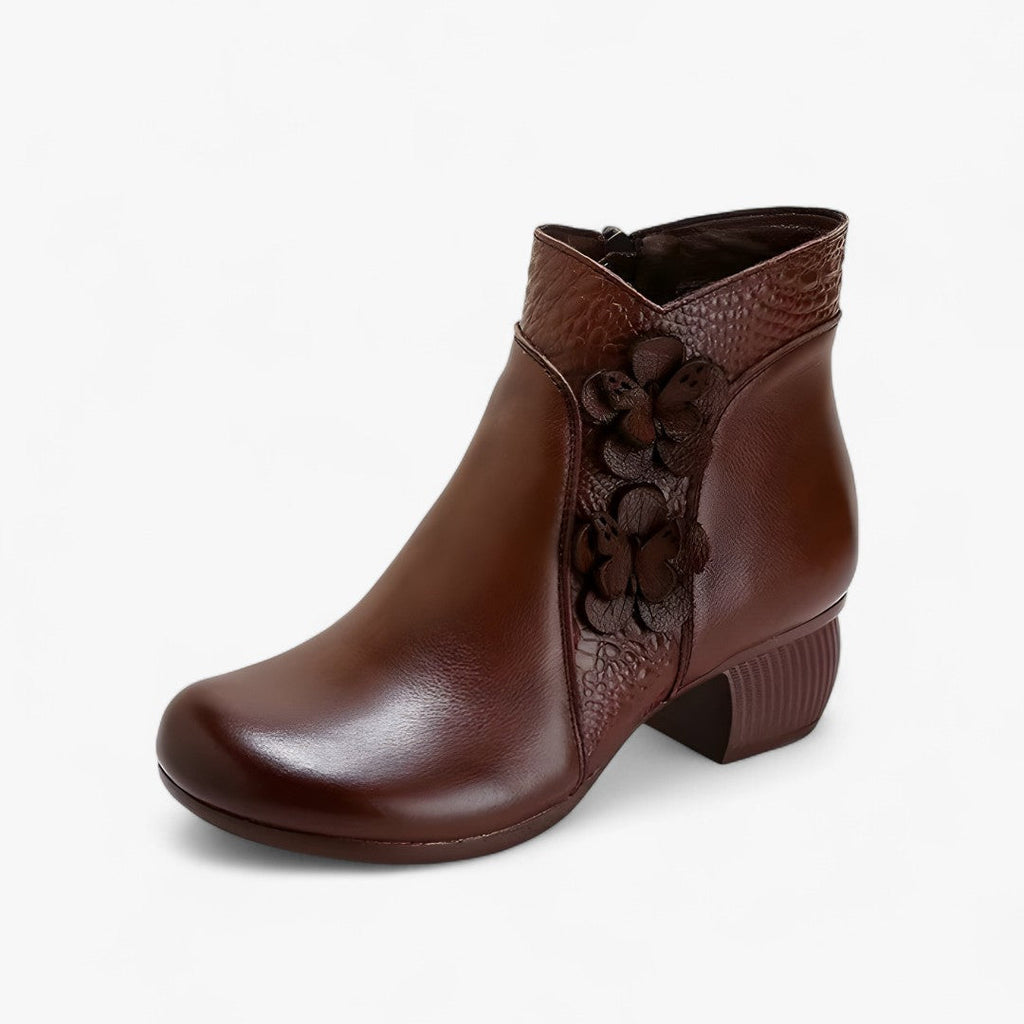 Greta | Retro-Stiefeletten aus echtem Leder mit optischem Absatz