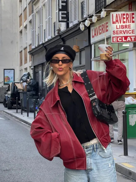 Schicke Damen-Kunstlederjacke