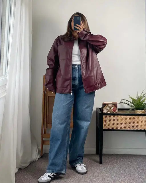 Schicke Damen-Kunstlederjacke