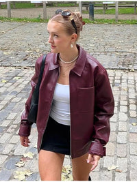 Schicke Damen-Kunstlederjacke