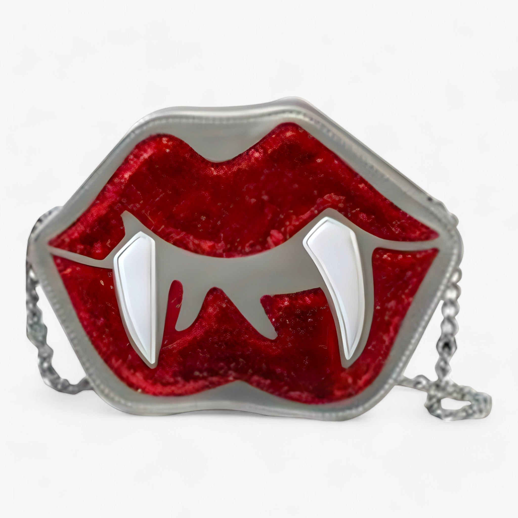 Lustiger Zahnlippen-Gothic-Umhängetasche - Glitzerndes PU-Leder für Halloween