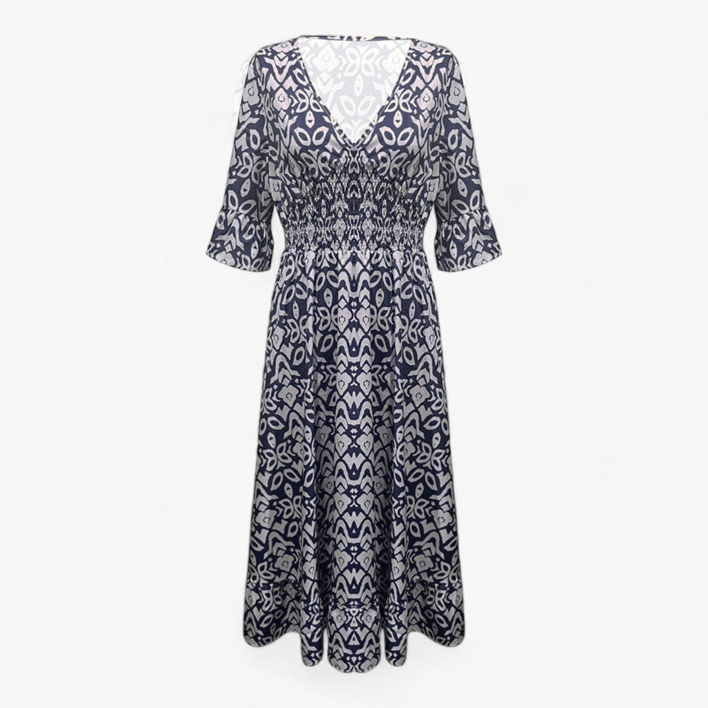 Großes Florales V-Ausschnitt-Kleid - Perfekt für Strandurlaube