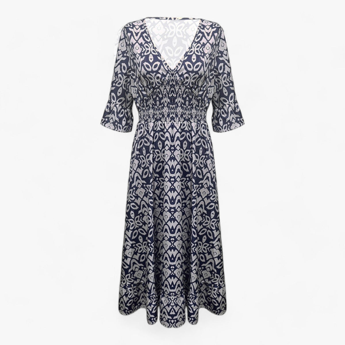 Großes Florales V-Ausschnitt-Kleid - Perfekt für Strandurlaube