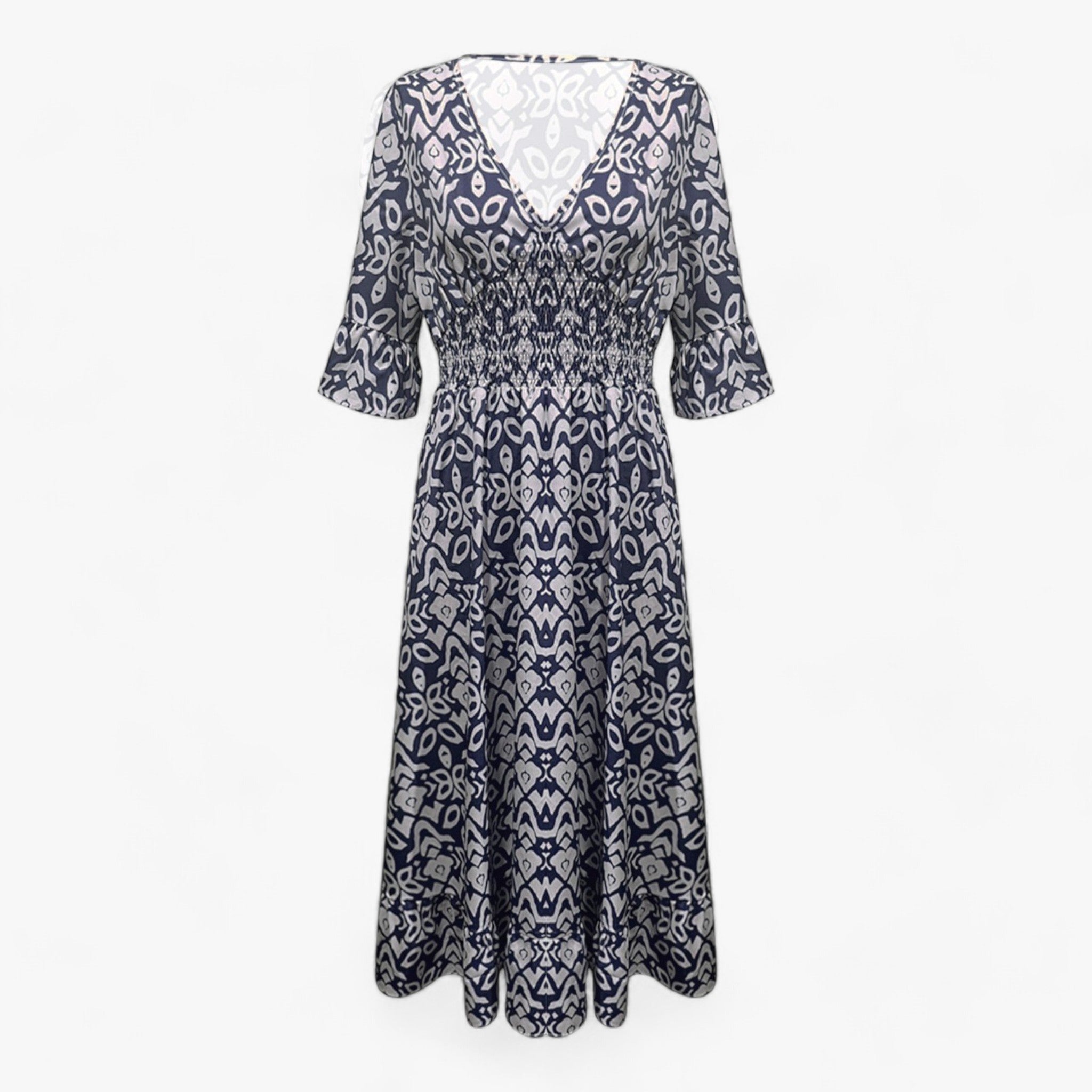 Großes Florales V-Ausschnitt-Kleid - Perfekt für Strandurlaube