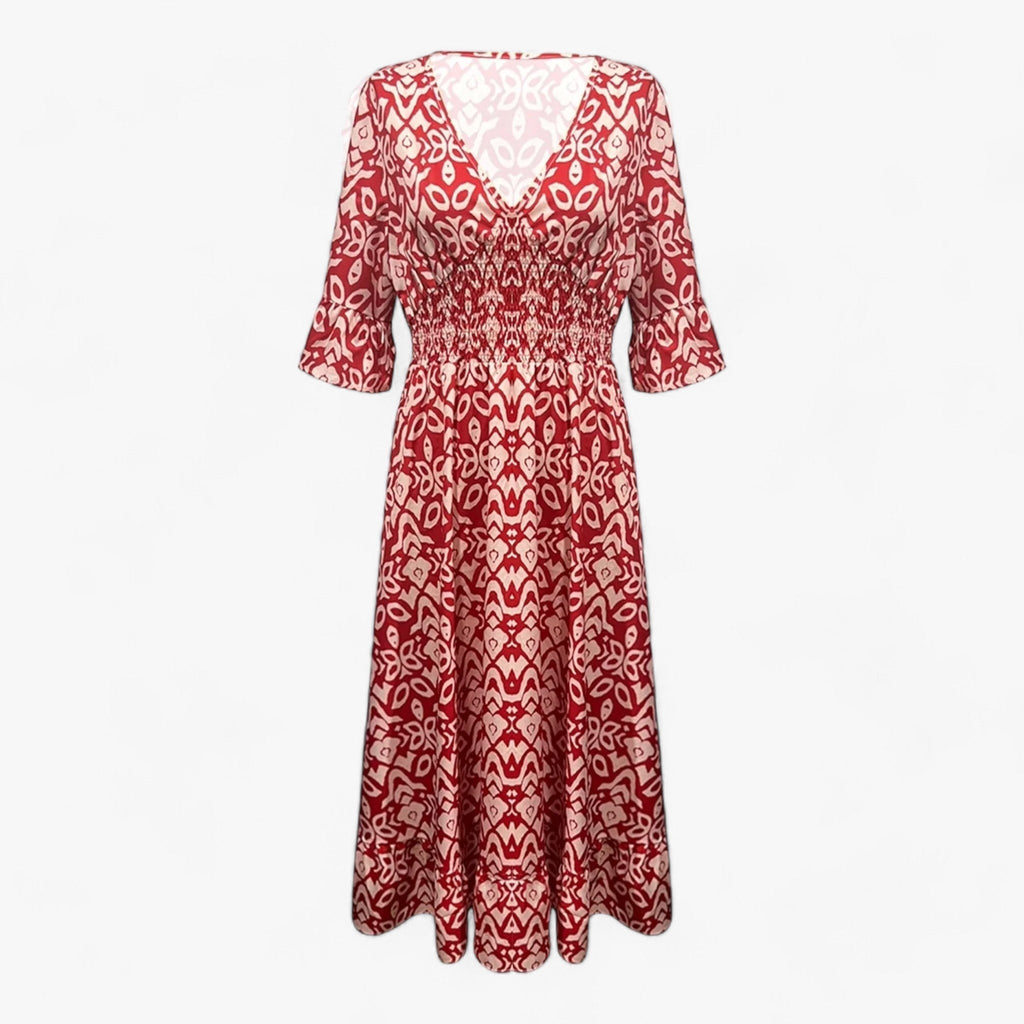 Großes Florales V-Ausschnitt-Kleid - Perfekt für Strandurlaube