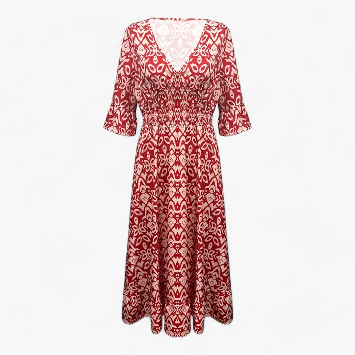 Großes Florales V-Ausschnitt-Kleid - Perfekt für Strandurlaube